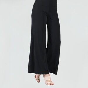 NWT Clara Sun Woo Palazzo Knit Pants Black Minimalist Pull On Wide Leg Medium